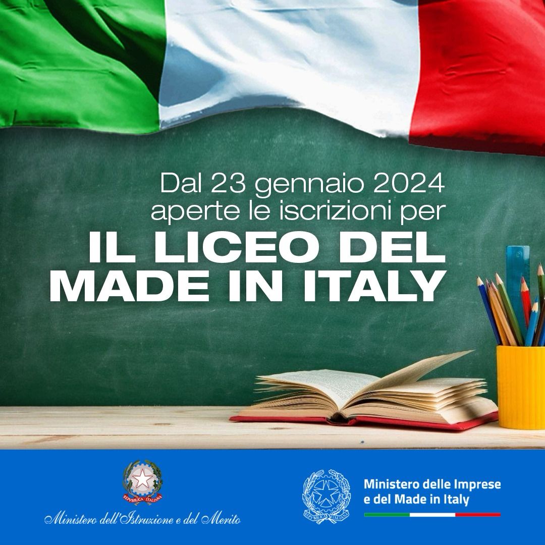 Al via il Liceo del made in Italy. Dal 23 gennaio aperte le